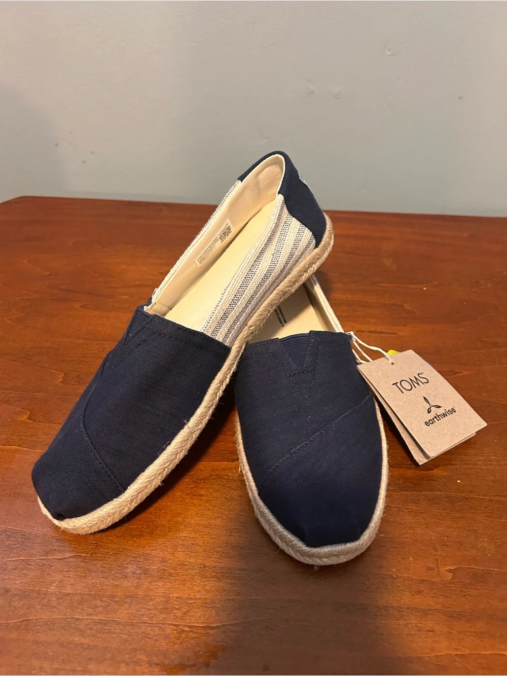 Toms Alpargata Rope Recycled Cotton University Navy stripe Slip-On Shoe6.5